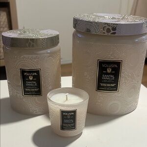 Voluspa Santal Vanille Candle Trio - Cream